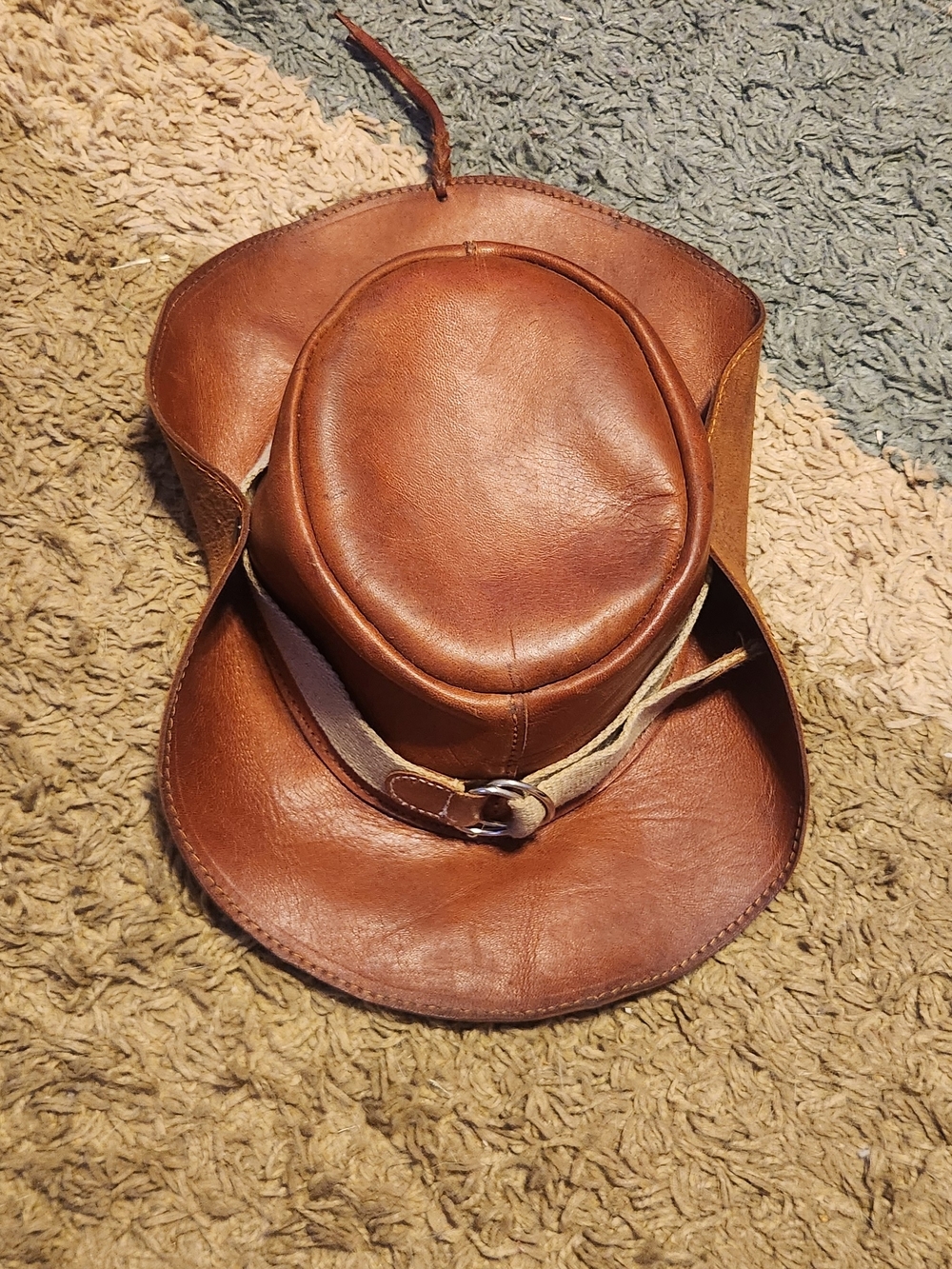 Source Unknown Brown Leather Kids Cowboy Hat